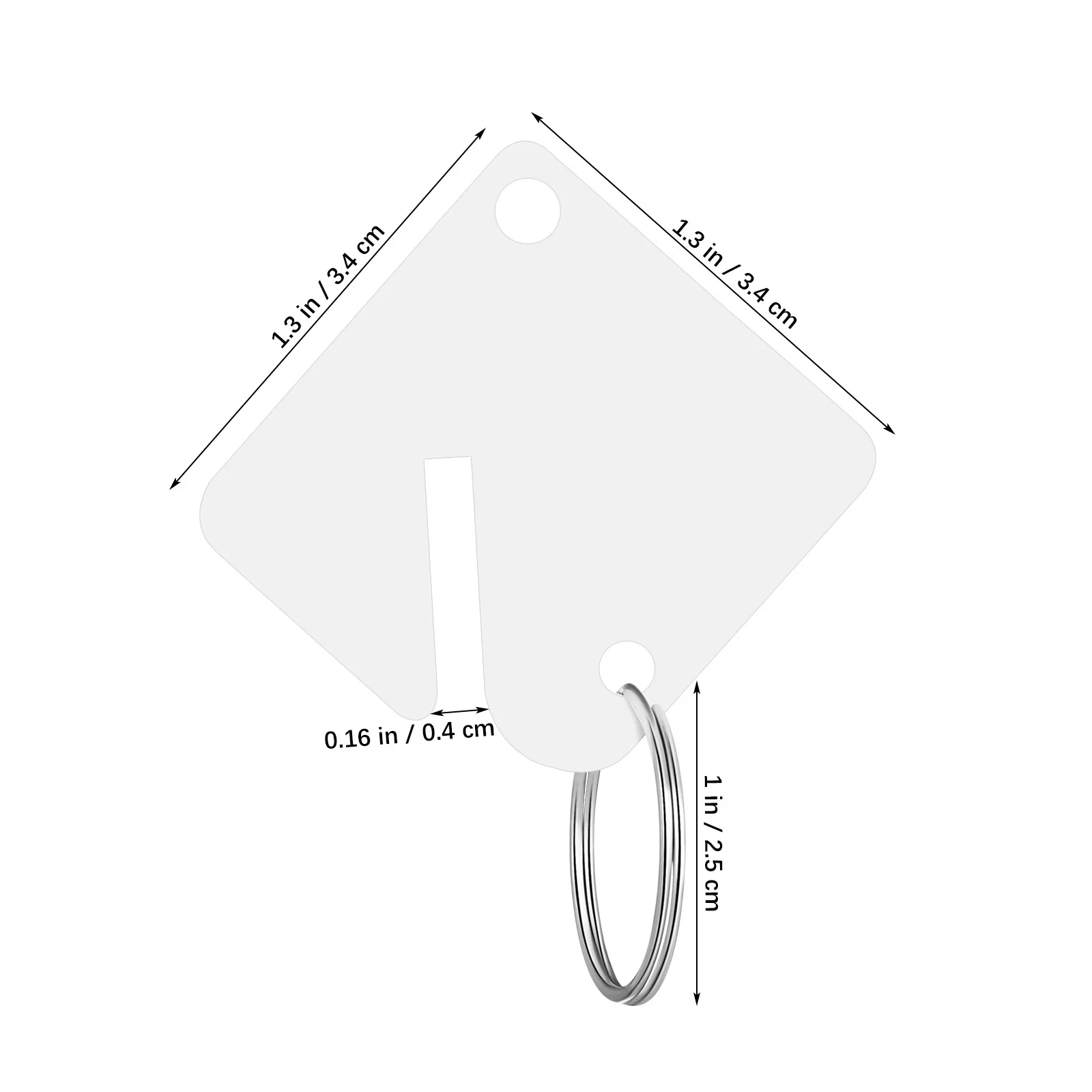 60Pcs Blank Key Tags Acrylic Keychain Blanks for Labeling Keys Inventory Control with Metal Rings DIY Accessories