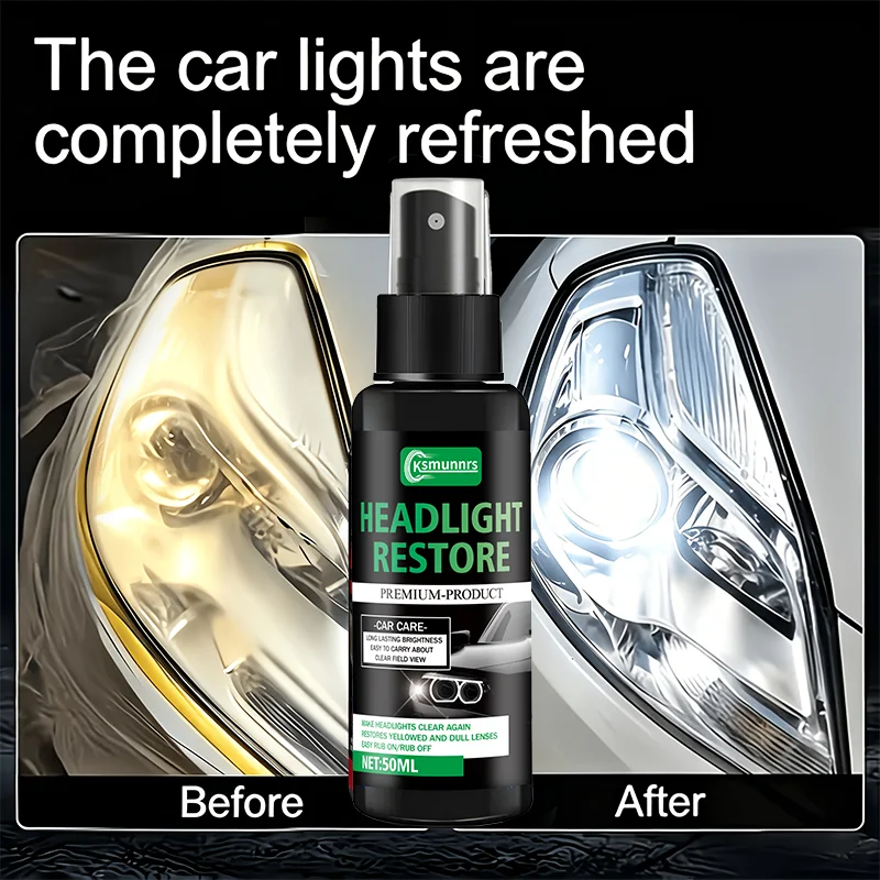 Car Headlight Restoration Spray Eliminate yellowing & oxidation, restore lamp transparency, brighten night vision for safer driv