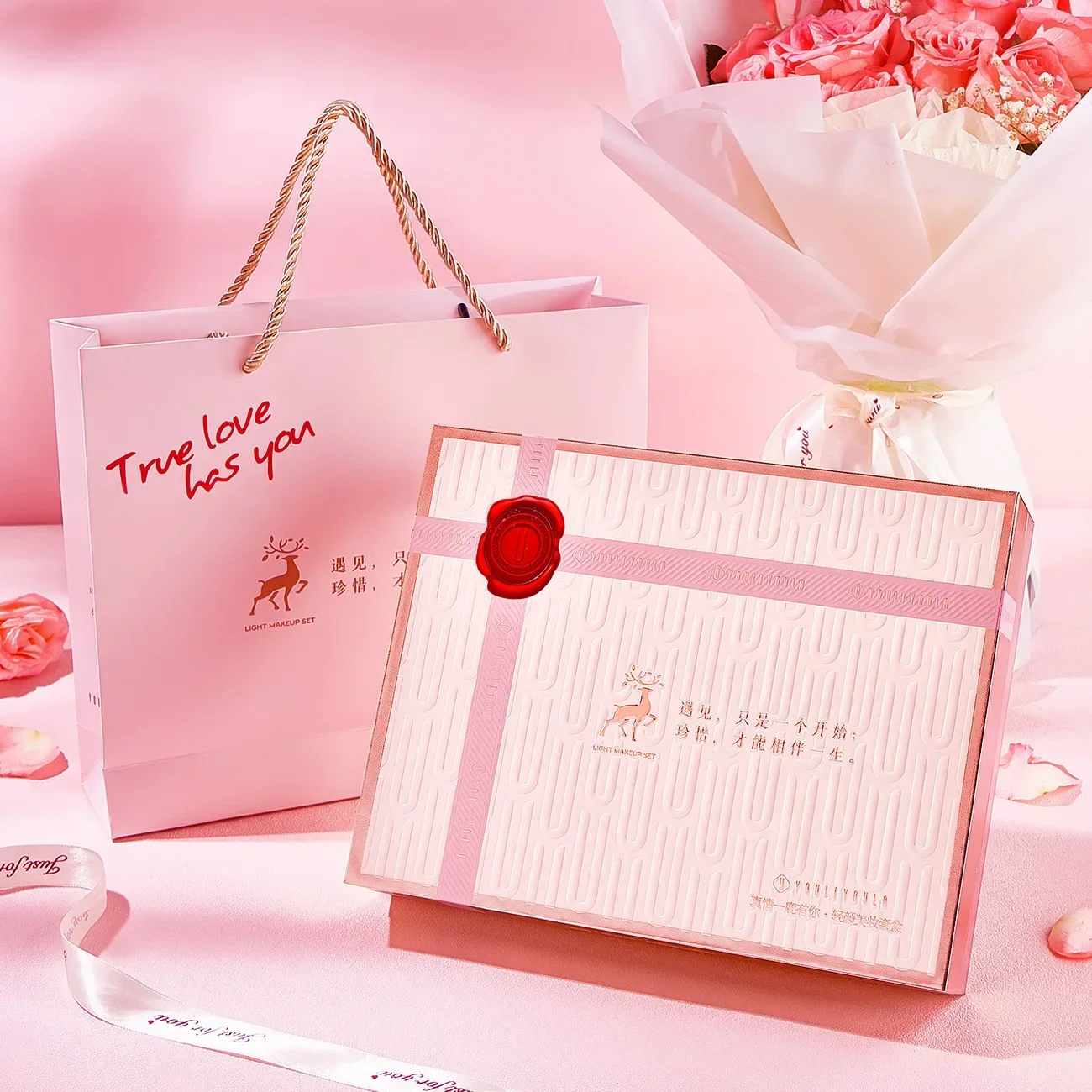 2025 Makeup Cosmetic Set Oriental Beauty Lotus Pond Moonlight Gift Box Velvet Lipstick Ivory Concealer Eye Shadow Setting Powder