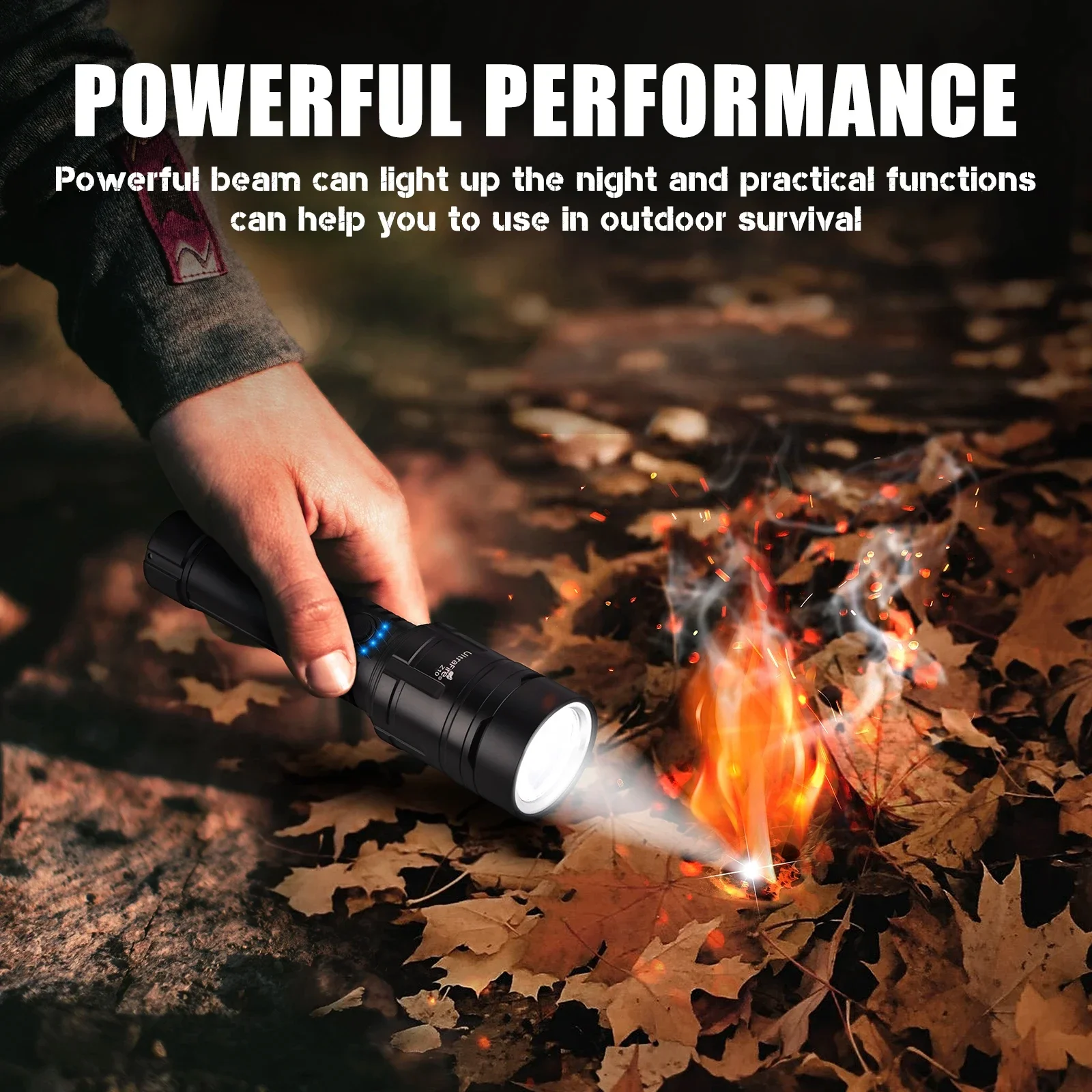 High Power Flashlight Flame Ignition Rechargeable Torch Outdoor Zoom Aluminum Alloy Lantern Light Camping Hiking Emergency Lamp