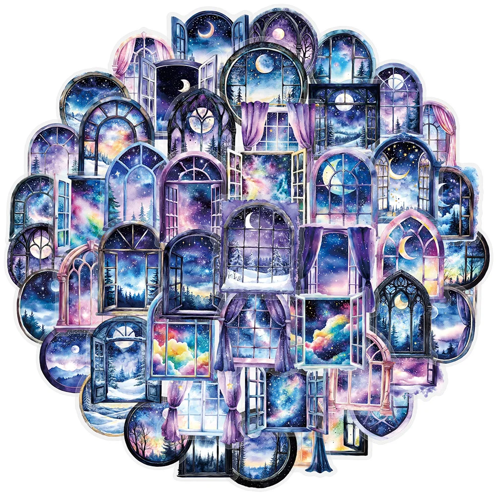 50PCS 투명 PET 드림 창 꽃 스티커 전화 물병 노트북 편지지 태블릿 방수 스티커