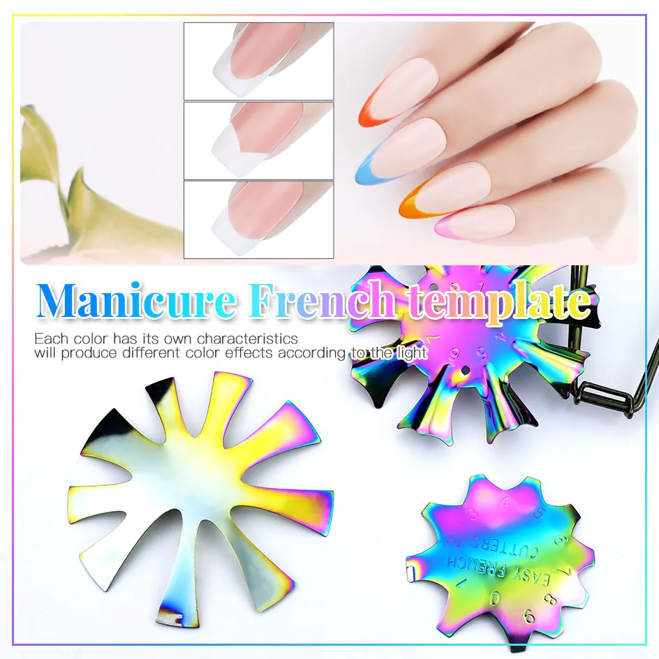 NAILCO Nail French Manicure Shaped Steel Plate Stainless Steel Template UV Nail Art Color Shape Specification Model Crystal Nail