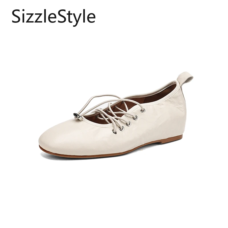 

Fashion Women's Handmade Cross Elastic Laces 2cm Low Heel Leather Lining Comfortable Burgundy Off-white Mary Jane Shoes