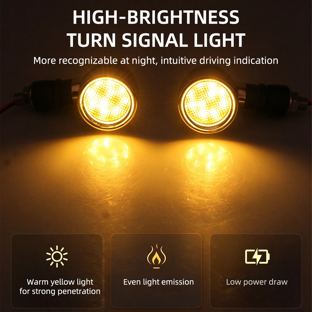 1Pair Motorcycle LED Turn Signal Light 12V Bullet Style DRL Driving Light Tail Light Indicator Light Amber Motorcycles Lamp