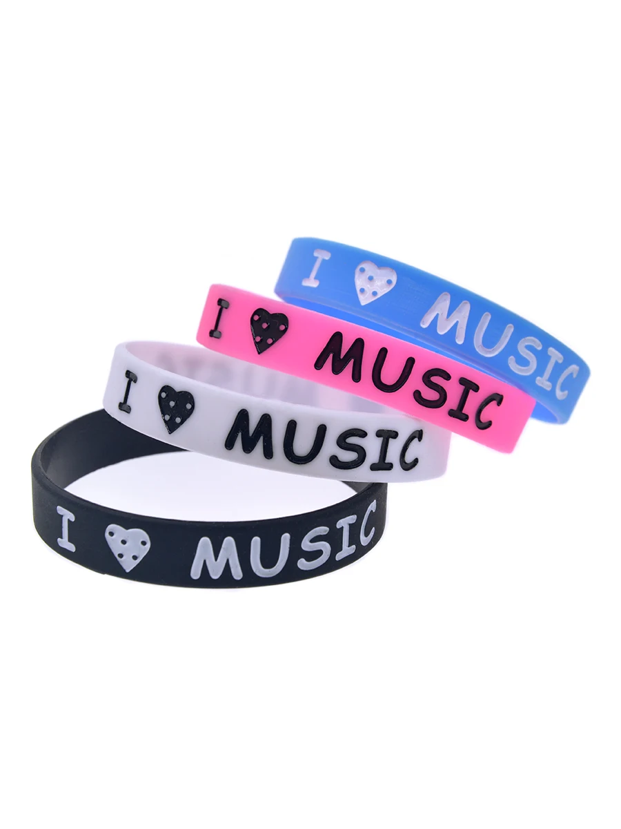 50 Stück „Ich liebe Musik“-Armbänder aus Silikonkautschuk, unisex, für Studenten, Musik macht das Leben besser. – Detail 8