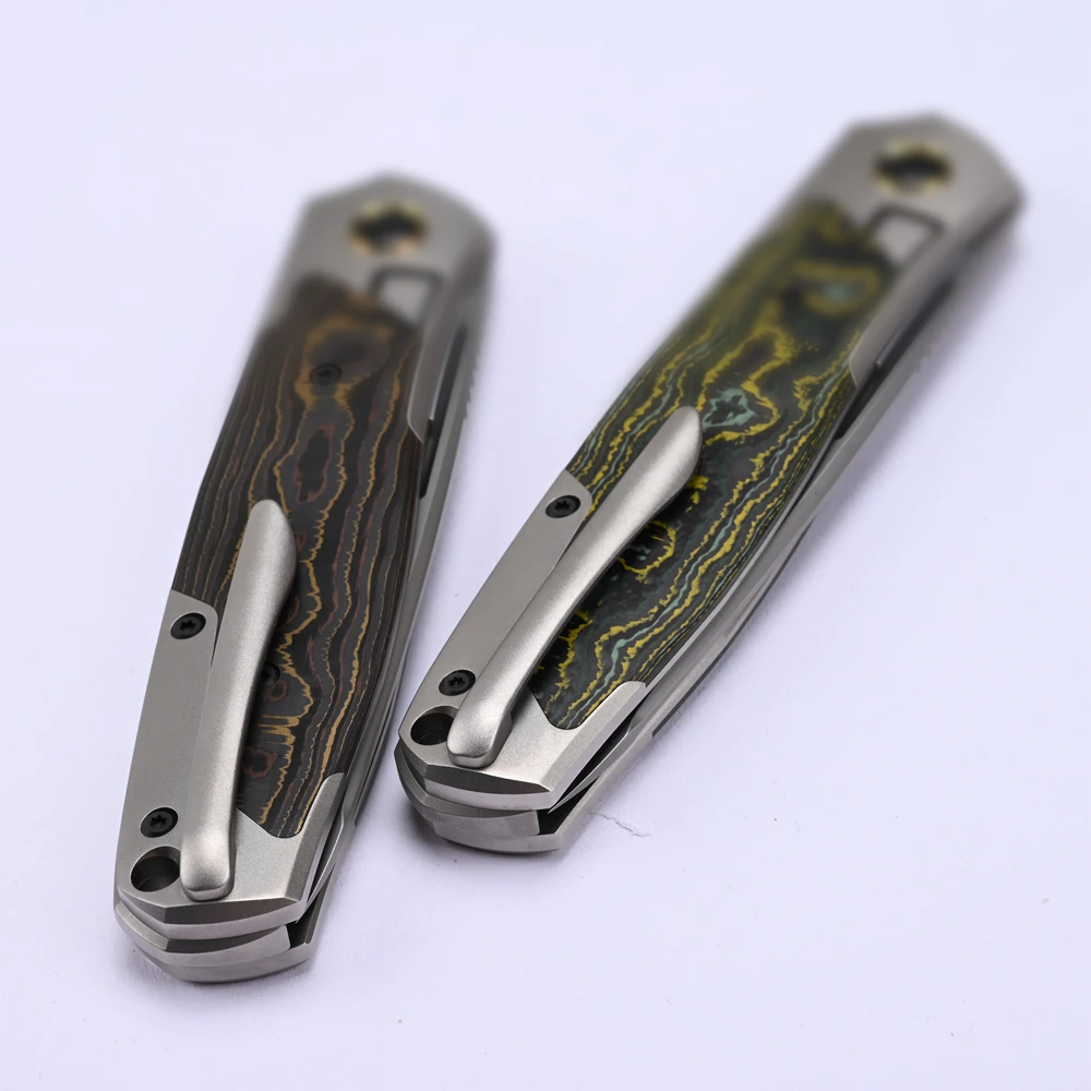 ARKONA Gethayr M390 Blade Titanium Grip with FatCarbon Inlay Portable EDC Hand Tool for Camping Household Daily Cutting