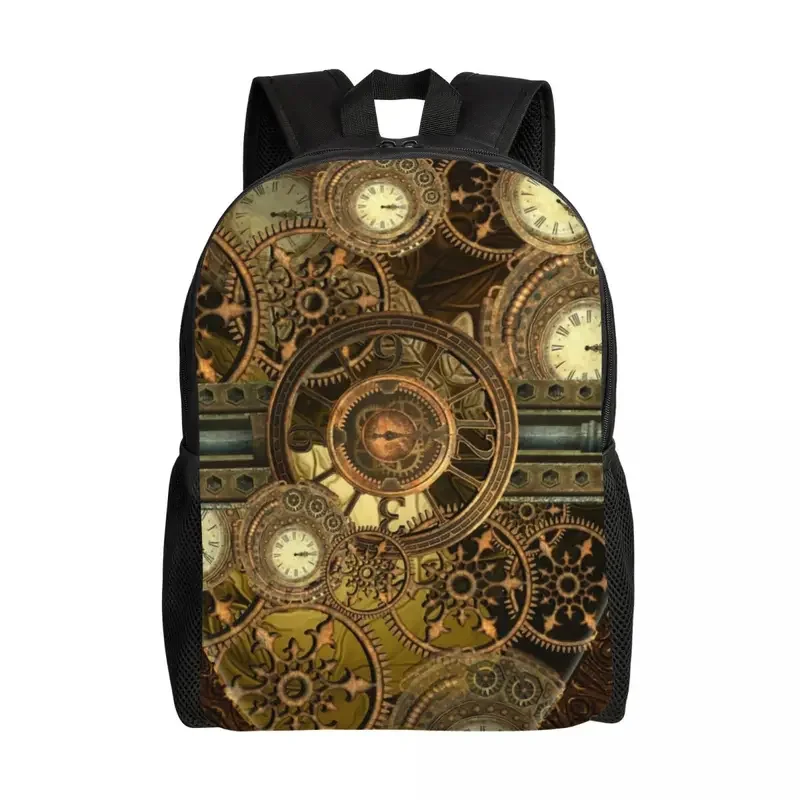 

Steampunk Clocks Pattern Travel Backpack Women Men School Computer Bookbag Metal Mechanical Gears College Student Daypack Bags