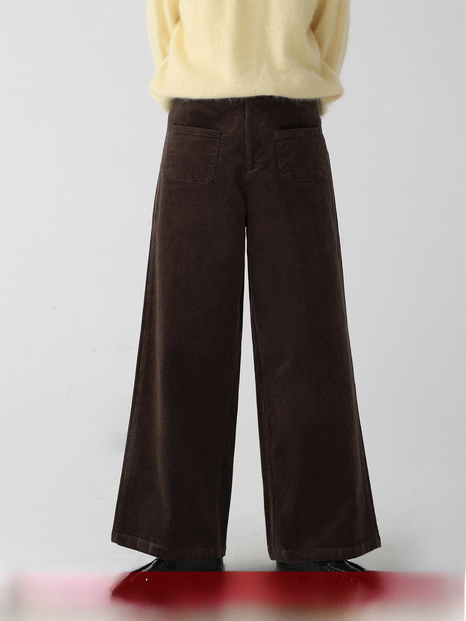 

Низкокалорийные осенне-зимние повседневные брюки с высокой талией и прямыми штанинами из вельветовой ткани (хлопок/полиэстер) для женщин