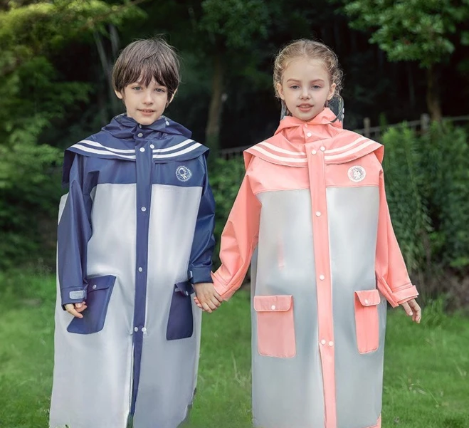 Children's Full Body Waterproof Raincoat Primary School Student Raincoat Middle And Large Children With School Bag Raincoat