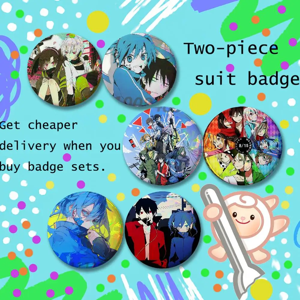 Anime Aesthetic Round Brooch 2-piece Set Cartoon Enamel Pins Trendy K-Kagerou Project for souvenir gift Merch Clothing Decor