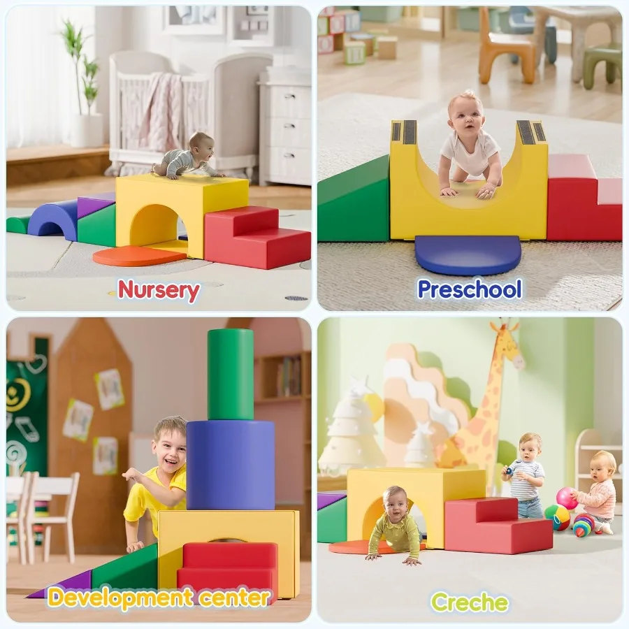 مجموعة مكعبات التسلق الرغوية الناعمة من TOLEAD ألعاب لعب ناعمة كبيرة 5 في 1 لزحف قوس التسلق المنزلق مثالية للحضانة وPresc #5