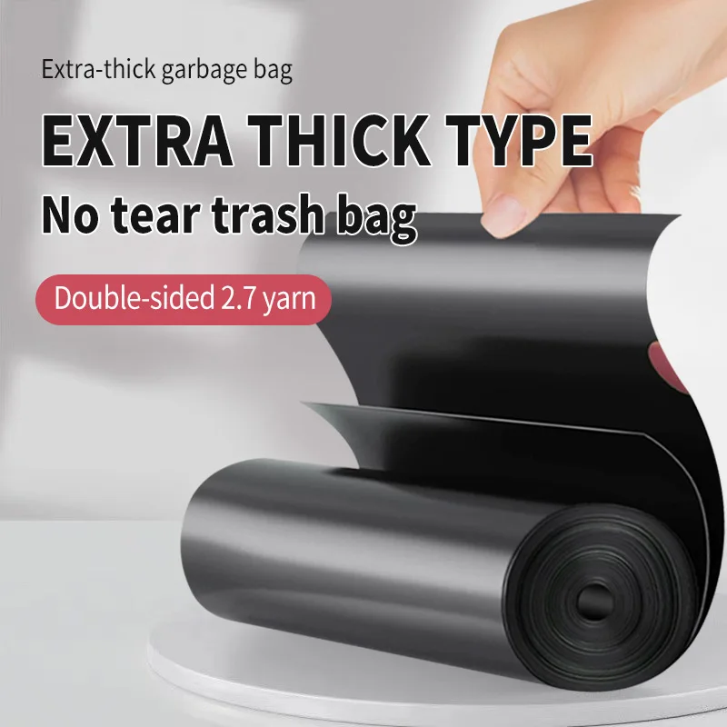 Non-tear drawstring garbage bag thickening automatic closing kitchen household extra thick super thick plastic bags