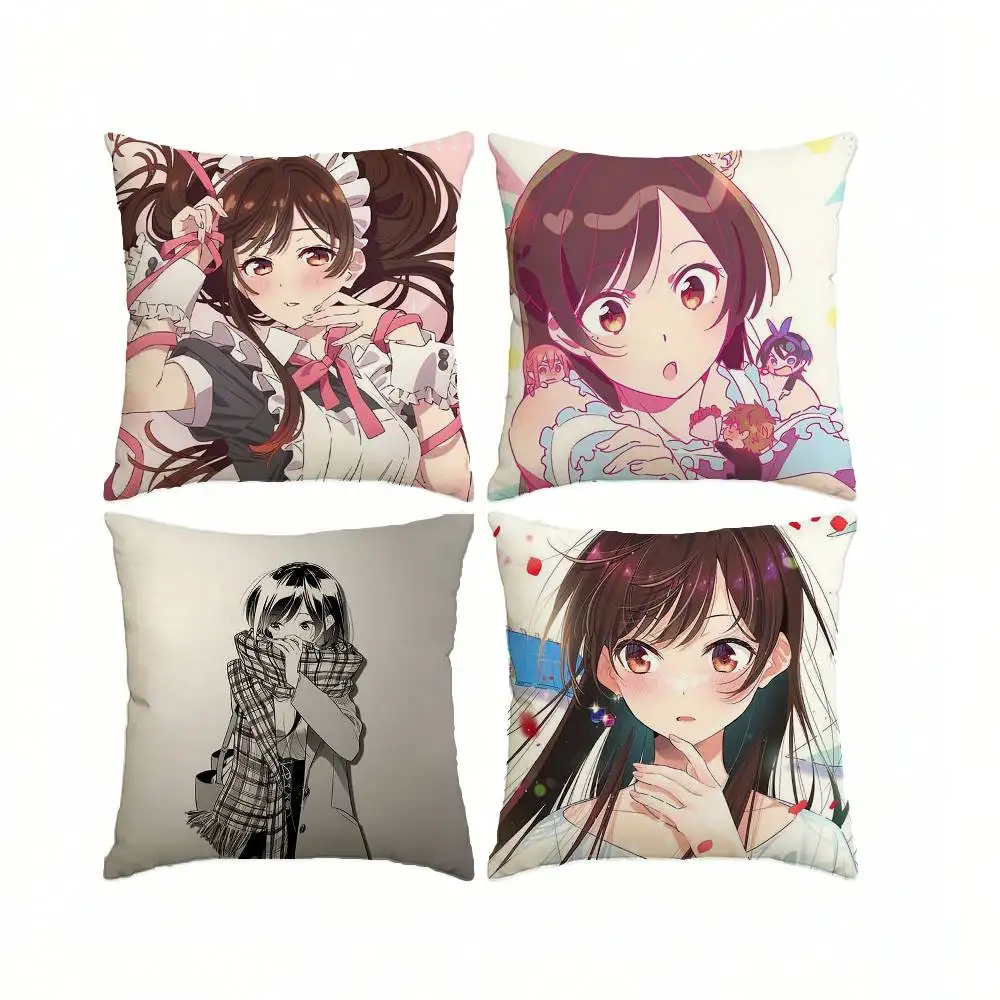 R-Rent-A-Girlfriend Anime C-Chizuru Mizuhara  Square Double-Sided printed Pillow Case Bedroom Bedside Pillow Sofa Cushion Cover