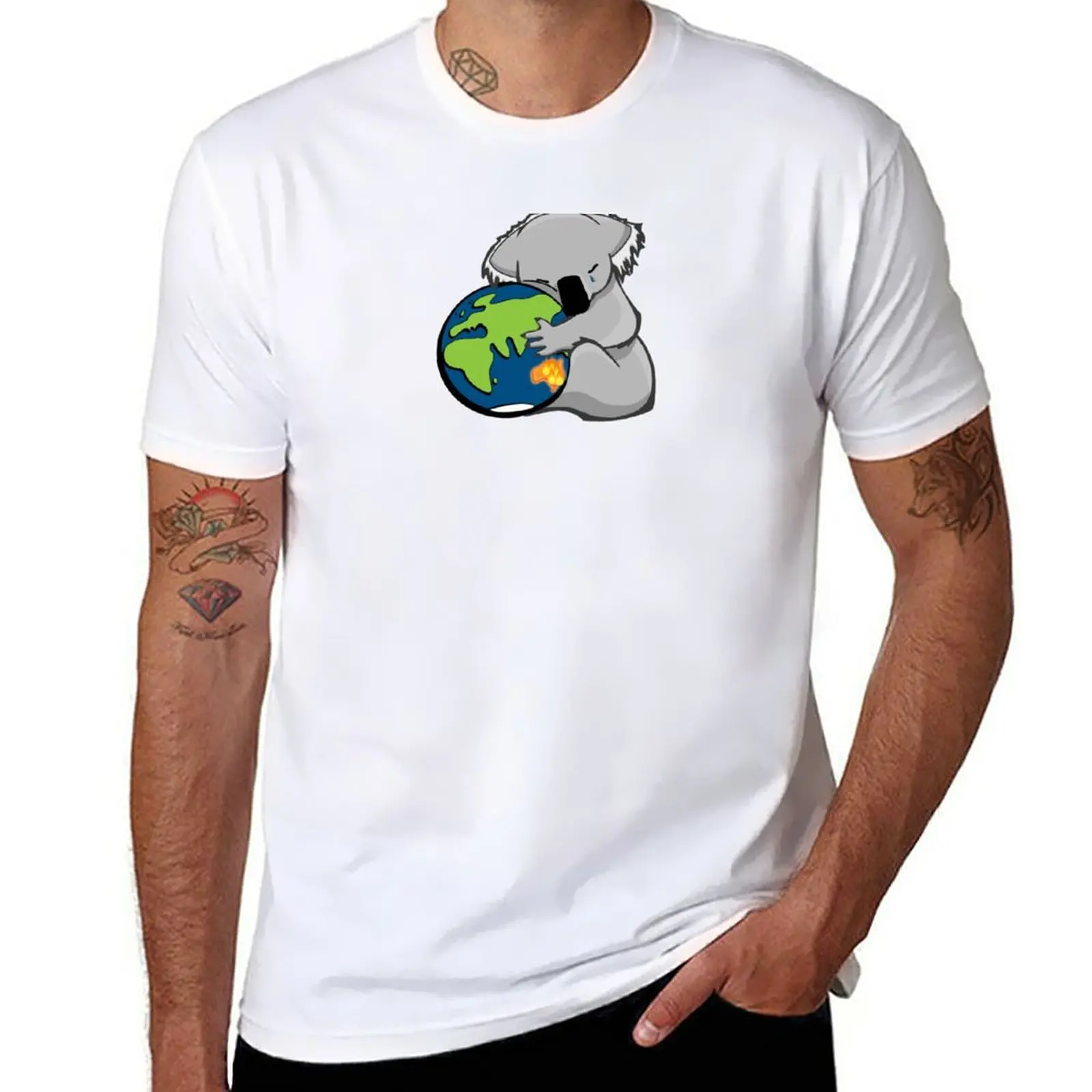 Koala Hugs The Earth | Australian Bush Fire Relief | DopeyArt T-Shirt oversized blacks oversized t shirt men