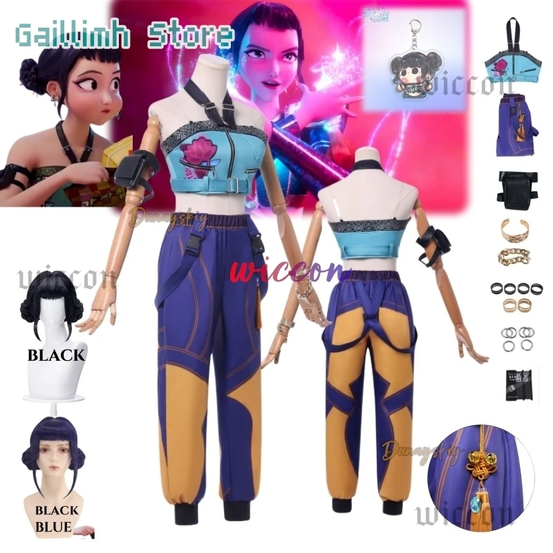 

Аниме KPop Охотники на демонов Зои Косплей Костюм Униформа Кольца охотничьи серьги Фестиваль Хэллоуин Вечеринка для женщин и девочек