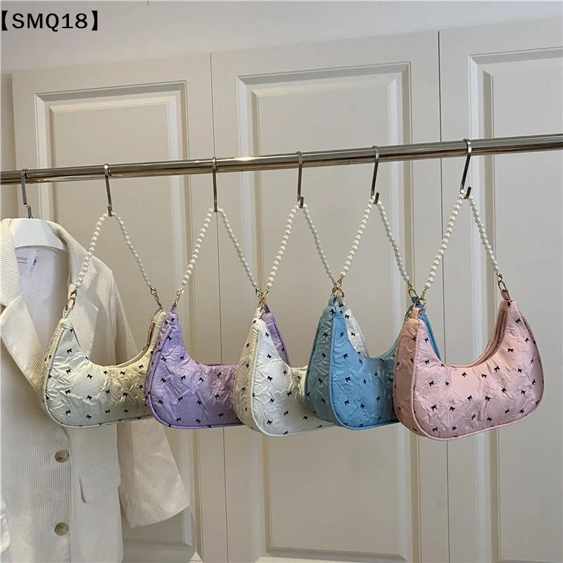 Unique Wrinkled Bow Handbag Stylish Versatile Shoulder Underarm Purse For Women【SMQ】