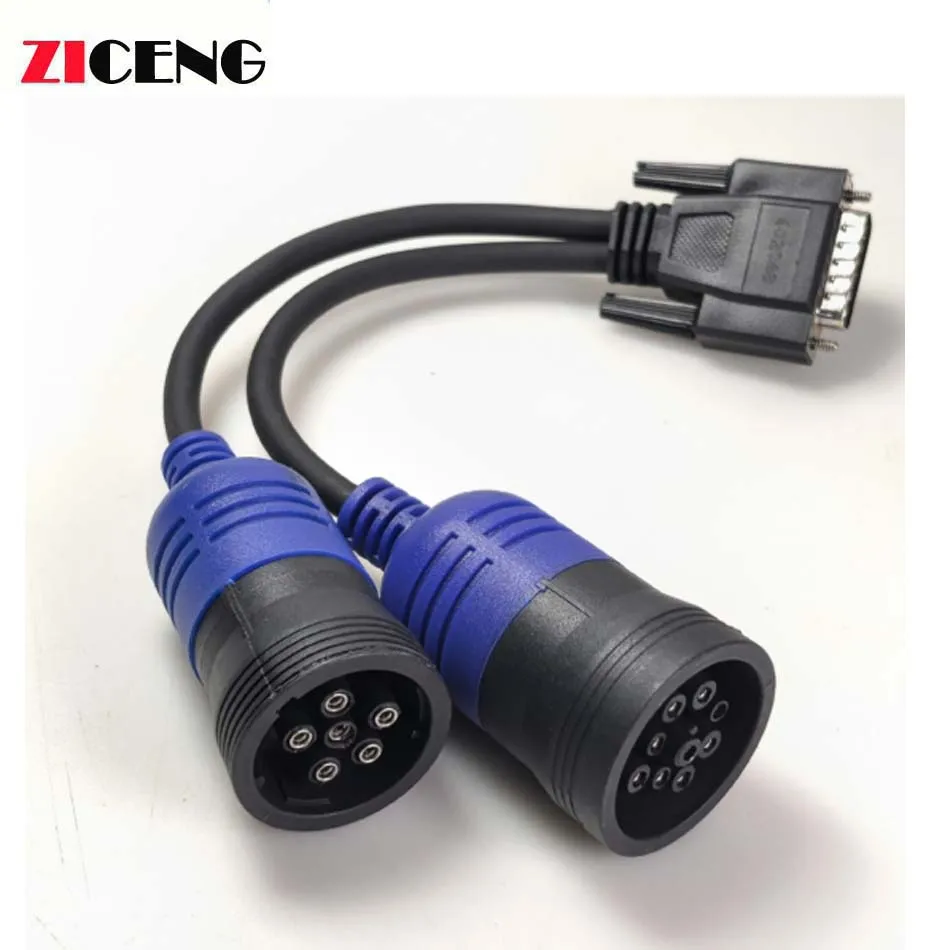 Cable de diagnóstico para camiones de servicio pesado, conector DB15 a 6 pines y 9 pines para escáner de diagnóstico de automóviles NEXIQ, cable de conexión OBD de 6+9 pines