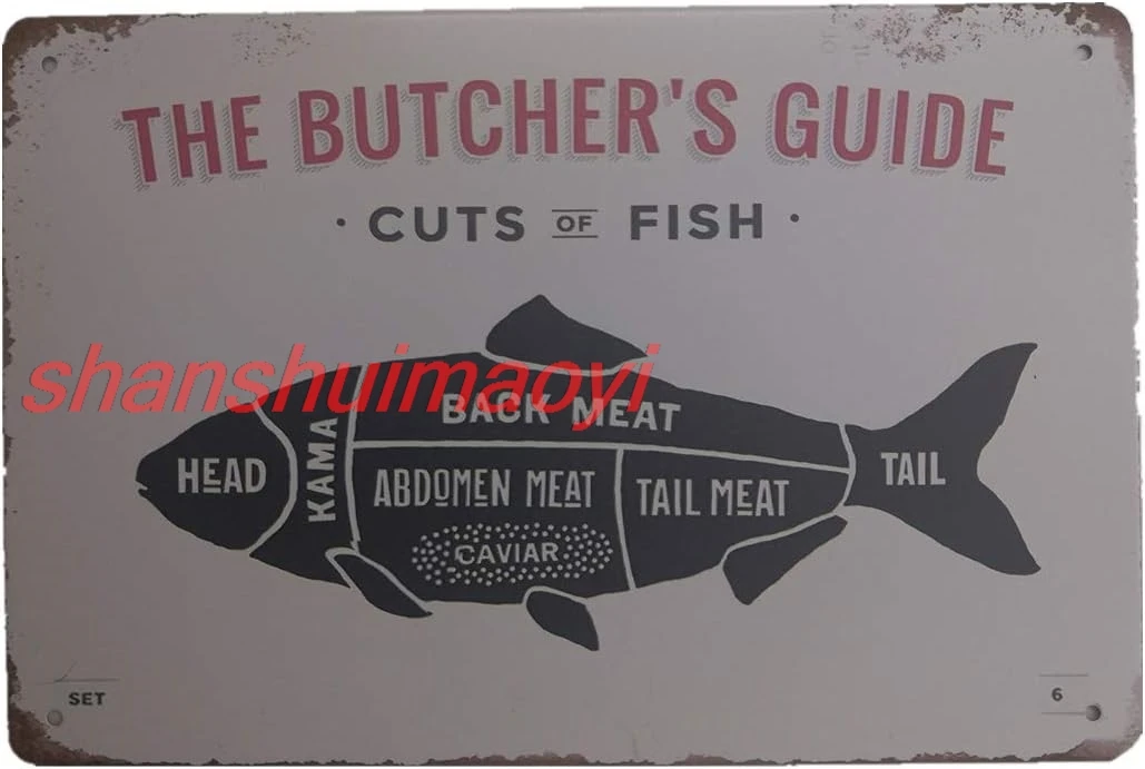 Metal Vintage Tin Sign Decor The Butcher's Guide for Restaurant Bar Pub Shop Funny Retro Wall Art Sign 12
