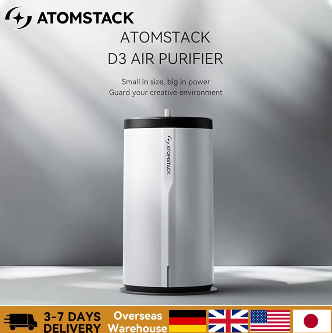

НОВЫЙ Лазерный очиститель воздуха AtomStack D3 для гравировки, 5-слойный, 99.9% PM2.5/PM10, 3500 об/мин, для A12/A24/A48/P1, для дома и офиса