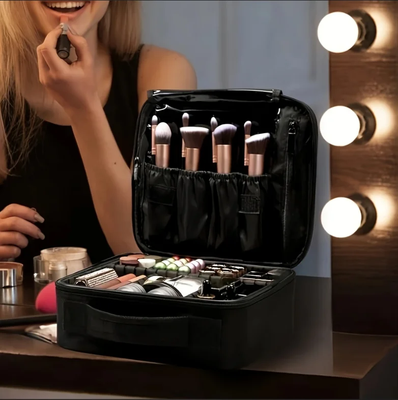 New Cosmetic Cases Organizer, Professional Makeup Train, Portable Travel Cosmetic Makeup Bag for Make up Artist Master,