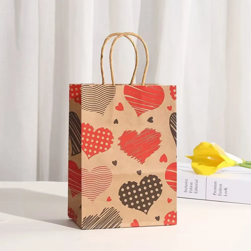 Valentine'S Day Love Kraft Paper Bags Vintage Original Color Paper Bag Shopping Bags Gifts Clothing Packaging Gift Bags