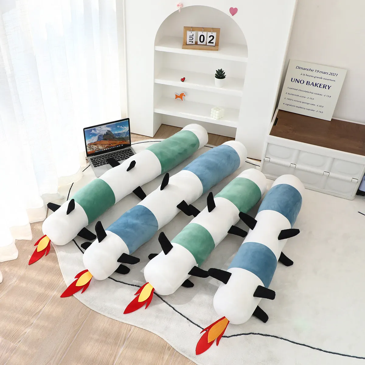 

85/120cm Long Missile Plush Toys Soft Stuffed Cartoon Rocket Toys Cozy Sleeping Throw Pillow Creative Home Decor Kids Game Props