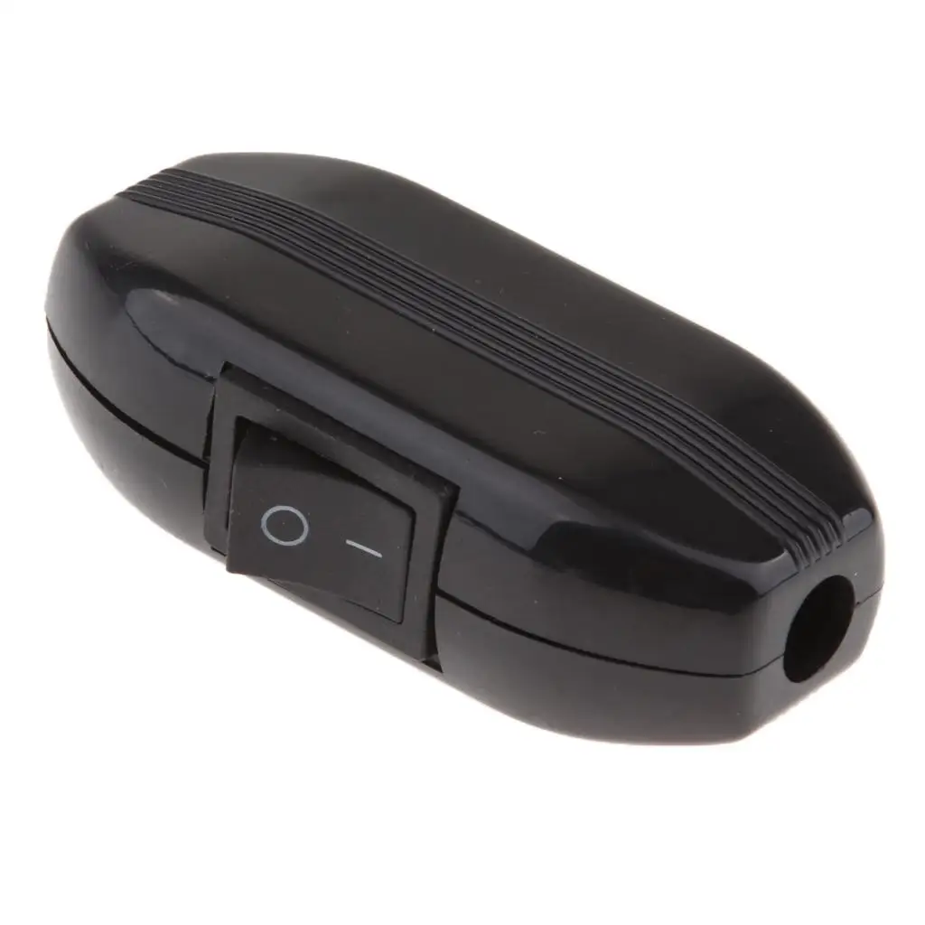 Feed Through Inline Lamp Cord Rocker Switch Black ABS Toggle Button for Desk and Table Appliances