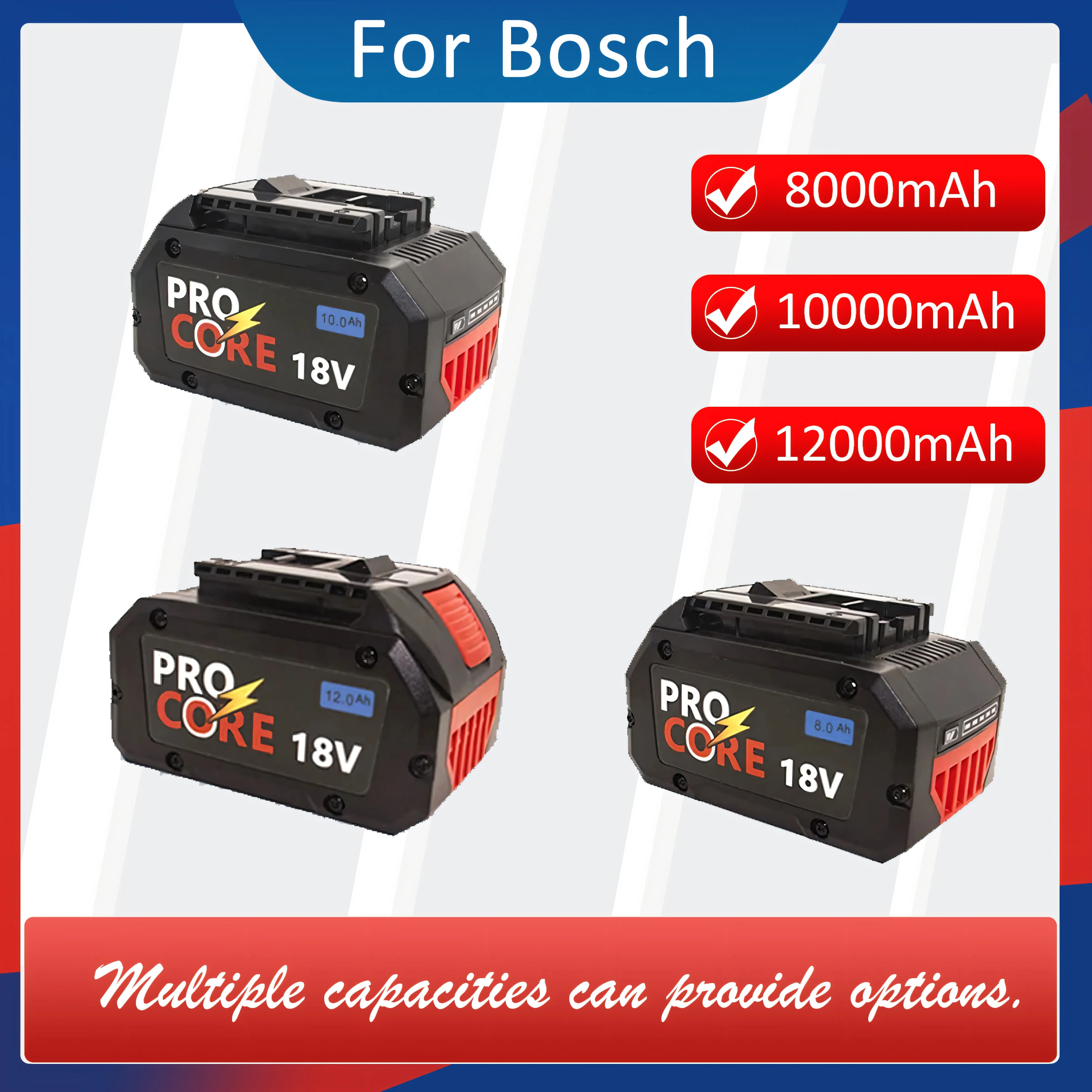 8Ah-12Ah For BOSCH Professional 18V 21700 Battery ProCORE 18V Li-ion Replacement for BAT609 BAT618 with bms.