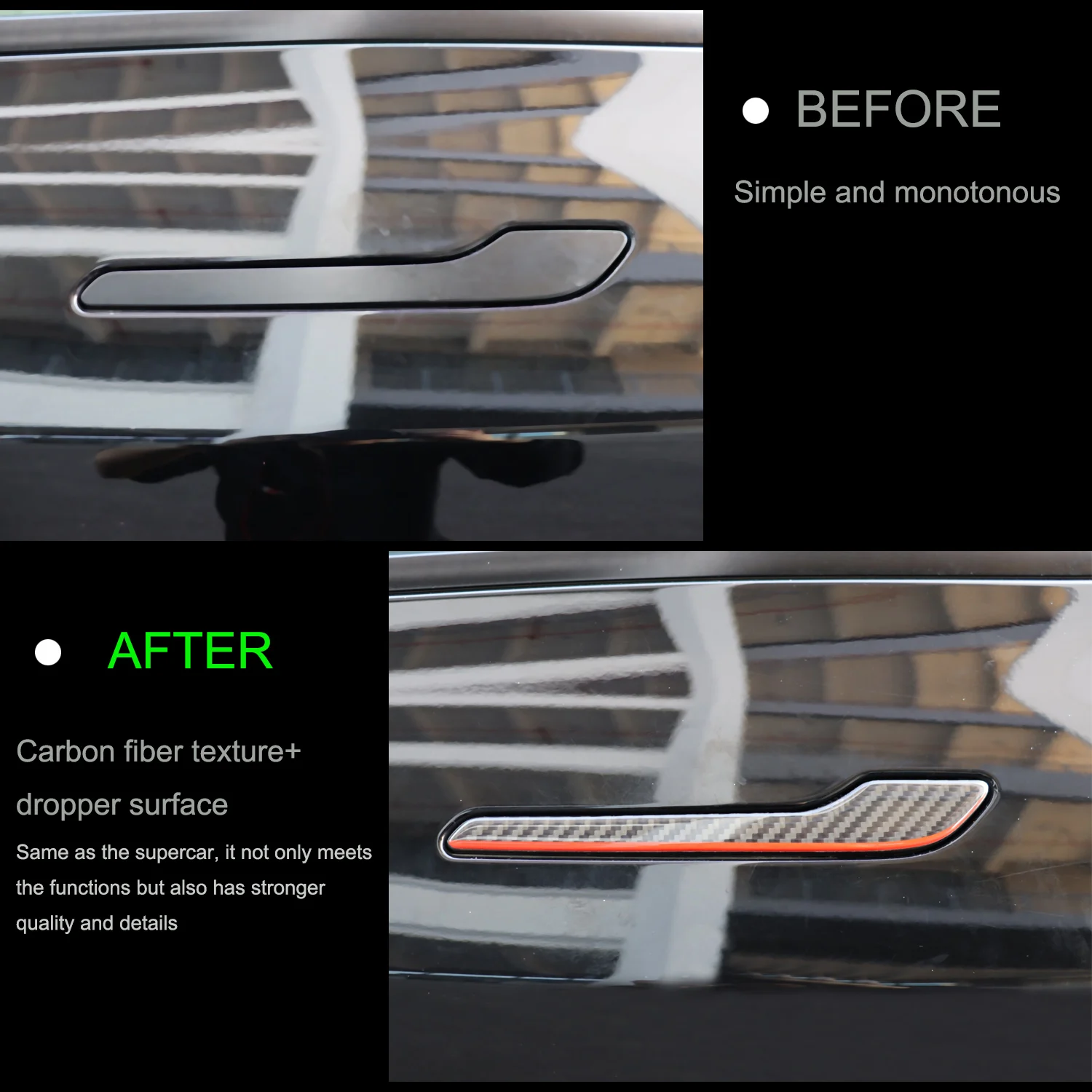 For Tesla Model 3/Y 2017-2025 Carbon Fiber 4PCS Door Handle Sticker Cover Model Y Juniper Carbon Fiber Resin Dropping Process