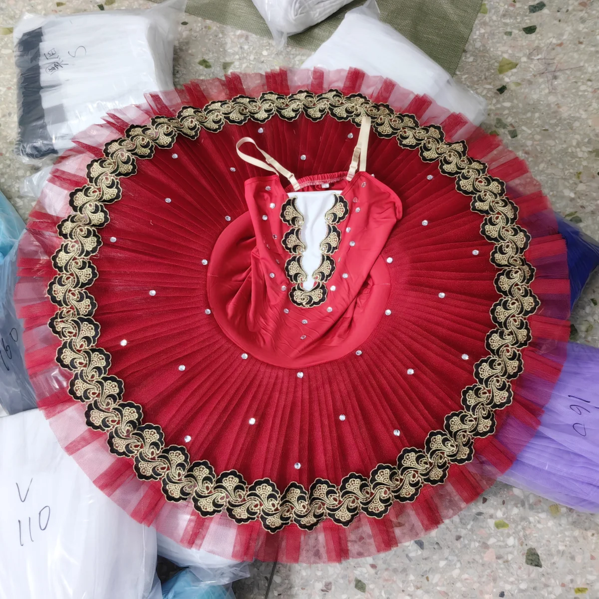 Black Professional Ballet Tutus For Girls Child Kids Swan Lake Ballet Dress Dance Clothes Pancake Ballerina Figure Skating Dress