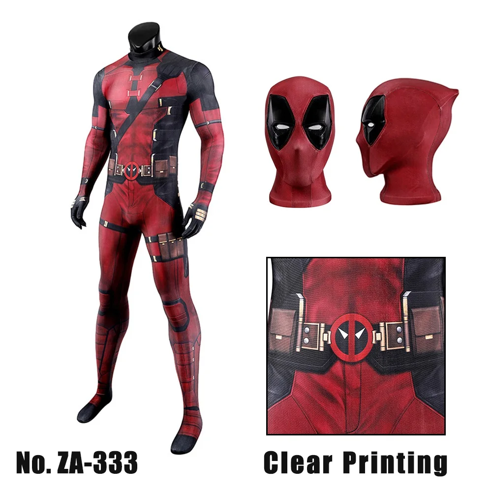 Kostum Cosplay MARVEL Deadpool Bodysuit anak dewasa Superhero Jumpsuit dengan masker kaya aksesoris pakaian pesta pakaian