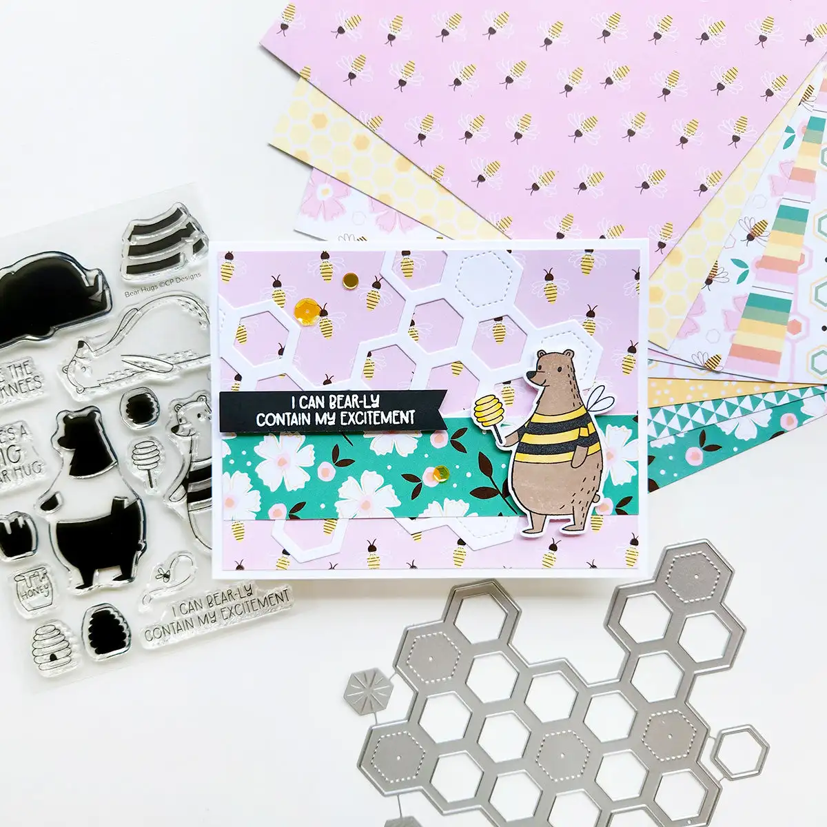 Oh Bee Hive Honey Honeycomb Dies Floral Bear Hugs Sweet Word Die Stamps DIY Scrapbooking Stencil Cut Handmade Embossing 2025 New - Image 6
