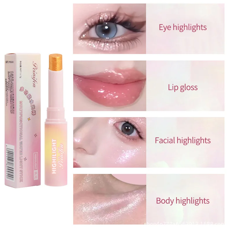 6-Farben-Aufhellender Glitzer-Lidschattenstift – Shimmer Glow Cremiger Buntstift, leicht zu verblenden Highlights verbessern den perlmuttartigen Glanz