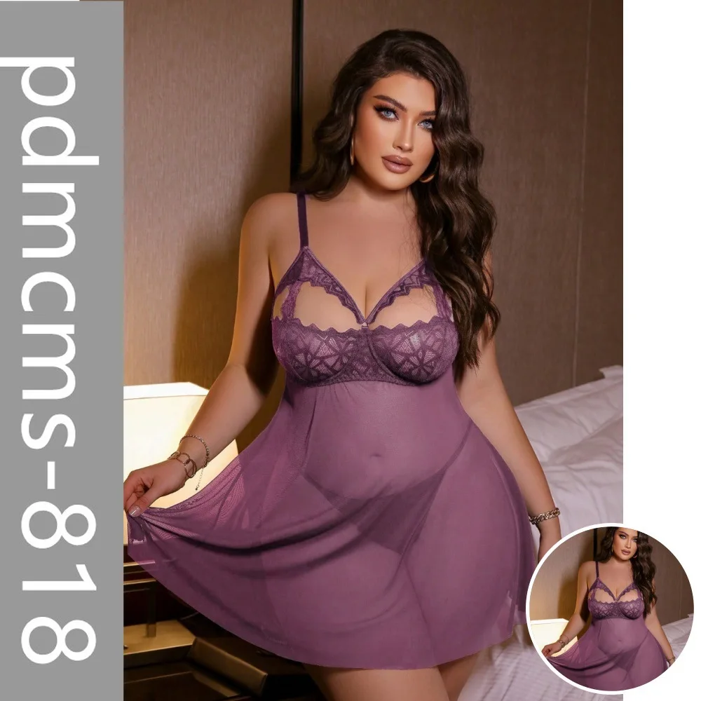 

Новинка 2024 года, DZ, европейский и американский толстый размер, большой размер, плюс сексуальное нижнее белье, пижамы, перспективное молочное платье на подтяжках