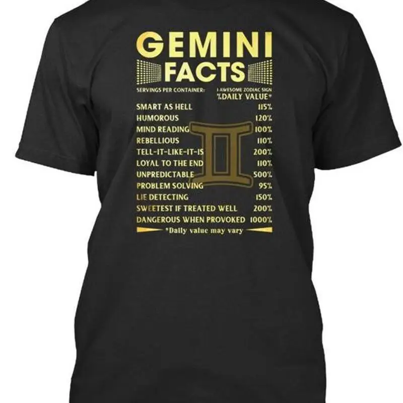 Gemini Facts T Funny Smart As Hell Unpredictable Problem Shirt USA Made S 5XL