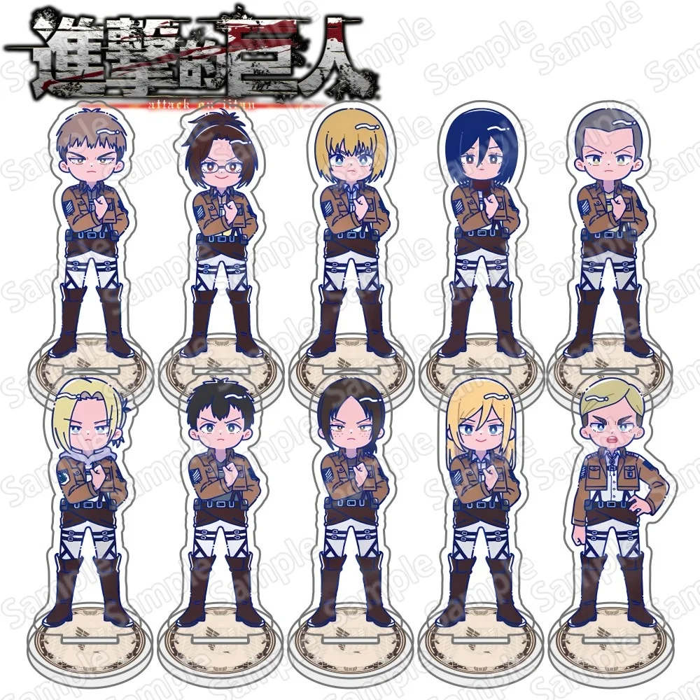 Anime  Attack on Titan New 10cm Acrylic Stand Keychain Figure Eren Levi Mikasa Armin Hange Jean Desktop Decoration,Collectible