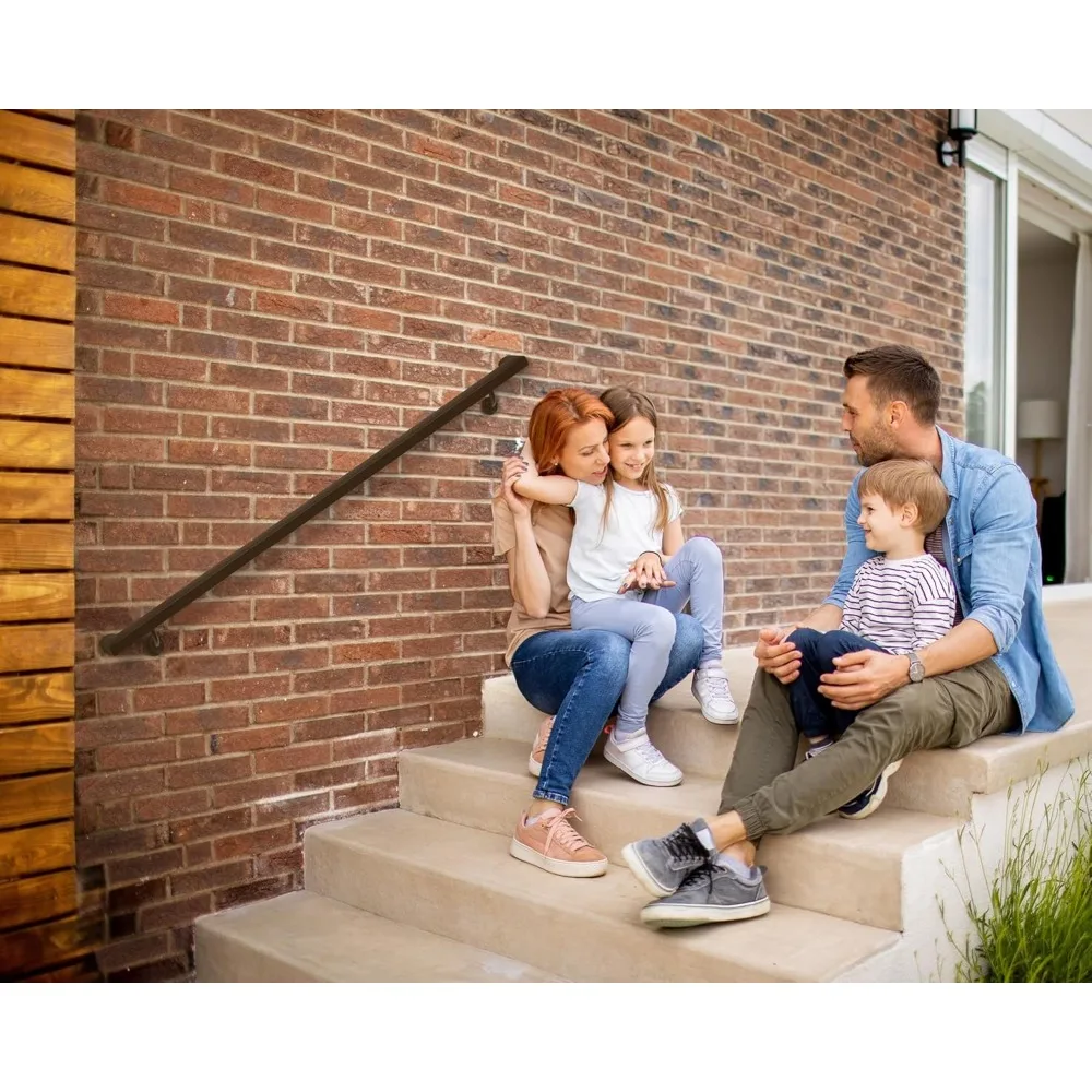 طقم درابزين من الألومنيوم المطلي بالمسحوق مع دعامات تثبيت على الحائط، للاستخدام الداخلي والخارجي، قبضة قوية ومريحة، هاردوا كاملة #5