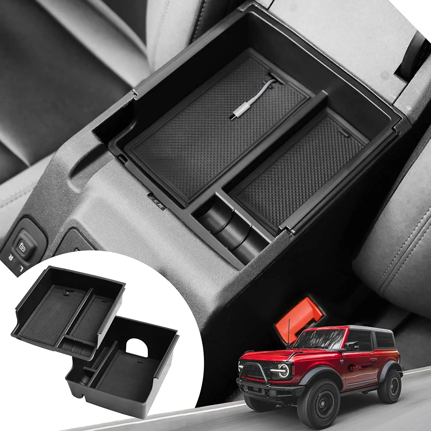 Center Console Organizer Tray for Ford Bronco 2021-2023 Armrest Box Upper Lower Storage Container