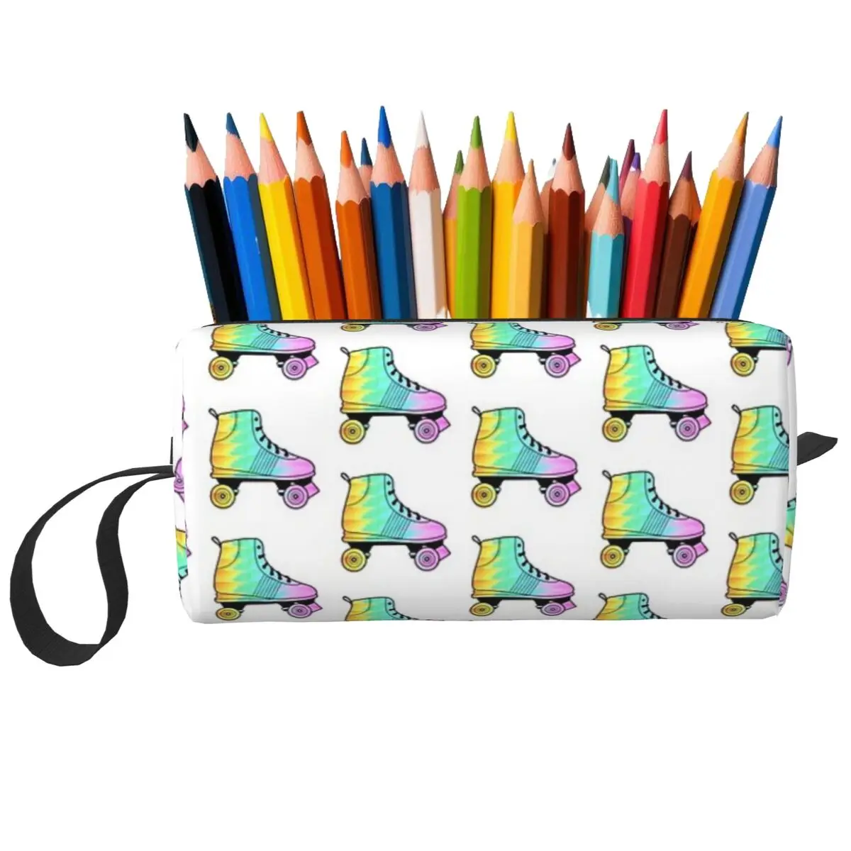 Rainbow Roller Skate Makeup Bag Cosmetic Organizer Storage Dopp Kit Toiletry Cosmetic Bag for Women Beauty Travel Pencil Case
