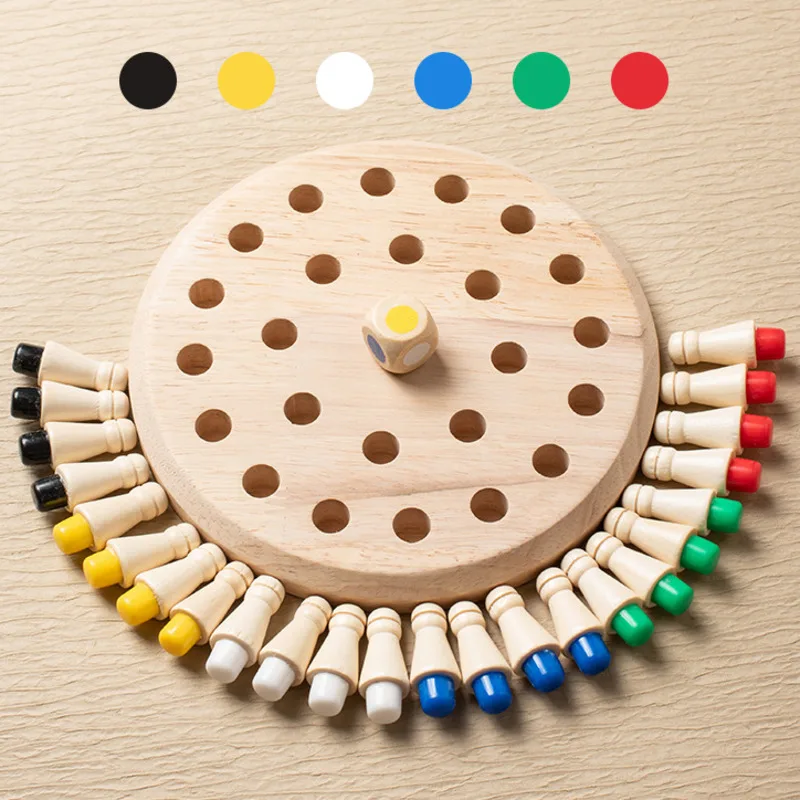 Decorative Wooden Memory Match Stick Chess, Tabletop Ornament & Montessori Educational Toy for Children’s Cognitive Ability