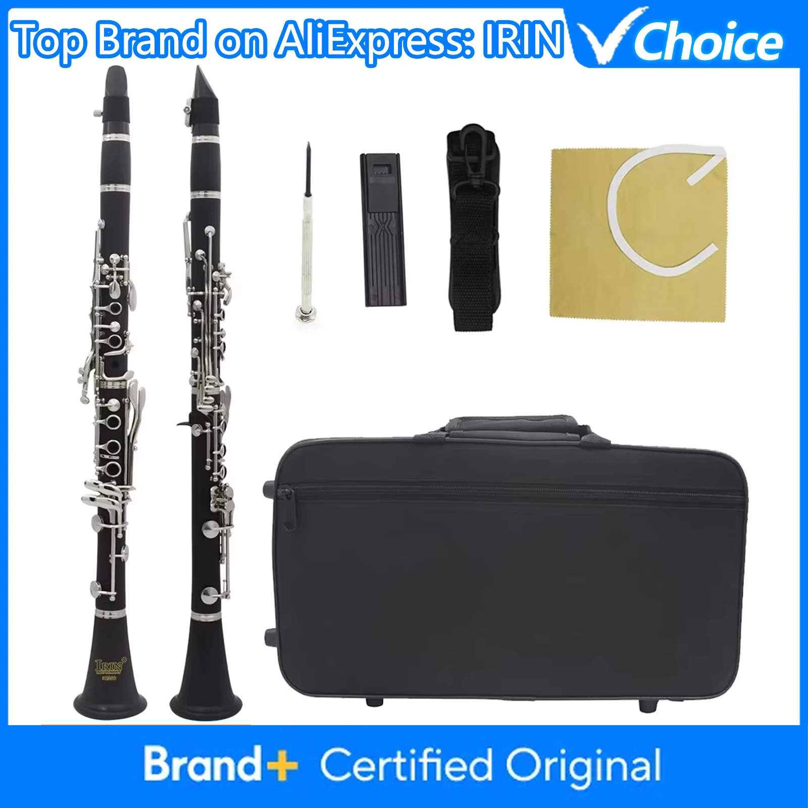 IRIN 17 Keys Bb Clarinet Bakelite Wooden Clarinette Black Grenadilla Professional Woodwind Instrument With Case Accessories Part