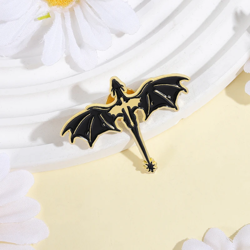 Fantasy Novel Enamel Pins Cartoon Anime Black Dragon Book Metal Brooch Backpack Lapel Badges Jewelry Collection Gift for Friends