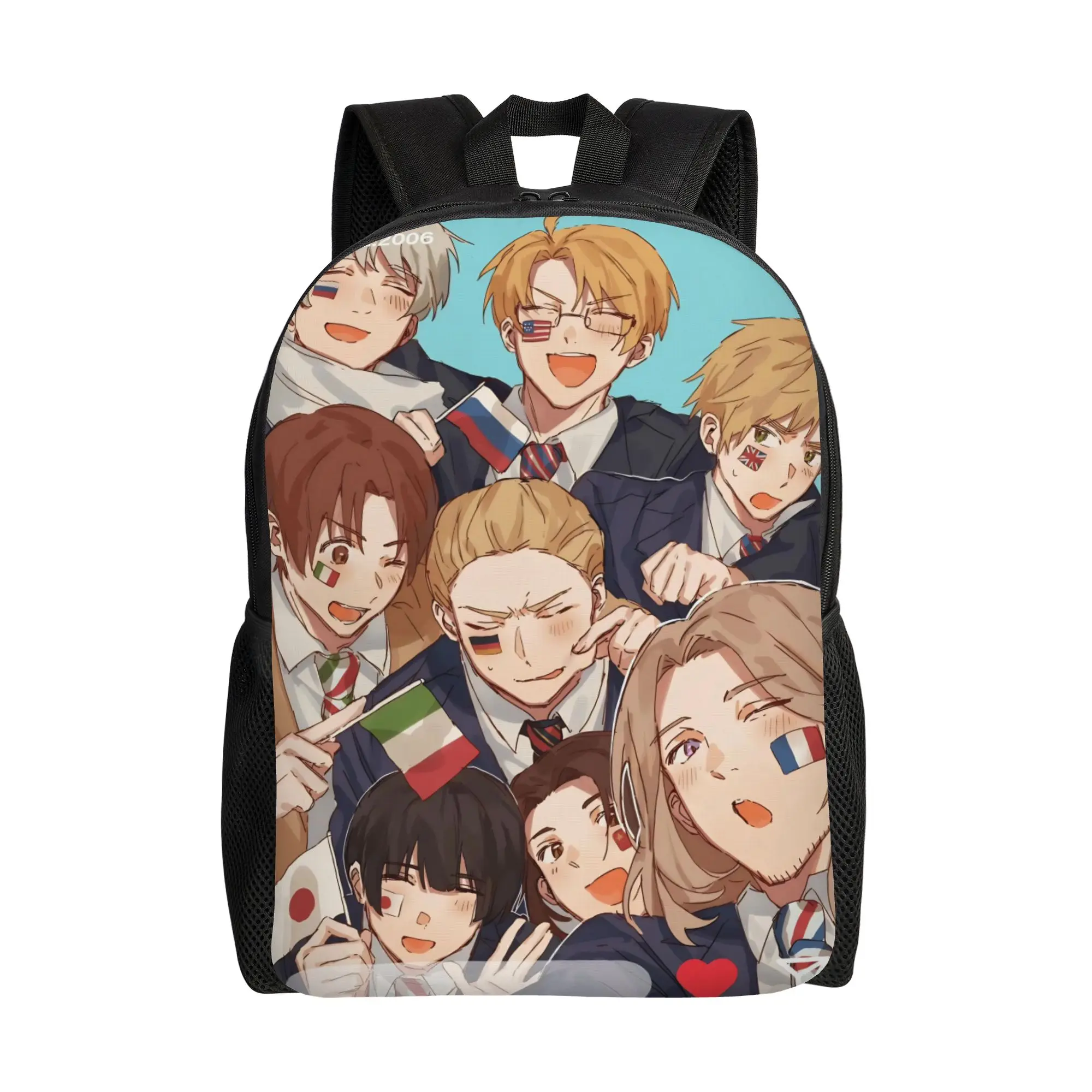 

Hetalia Anime Cute Backpack for Men Women Cool Student Hiking Travel Daypack Laptop Computer Canvas Bags Outdoor