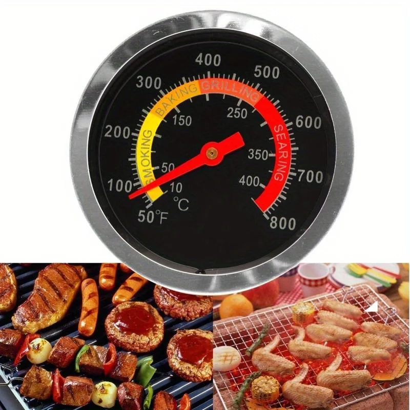 High Quality Stainless Steel BBQ Smoker Grill Thermometer Temperature Gauge 10 400Degrees Celsius
