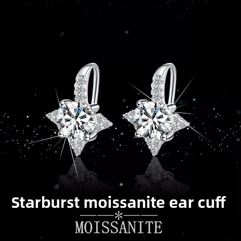 

1ct Moissanite 8-Point Star Sterling Silver Earrings for Women - Luxury Elegant Jewelry