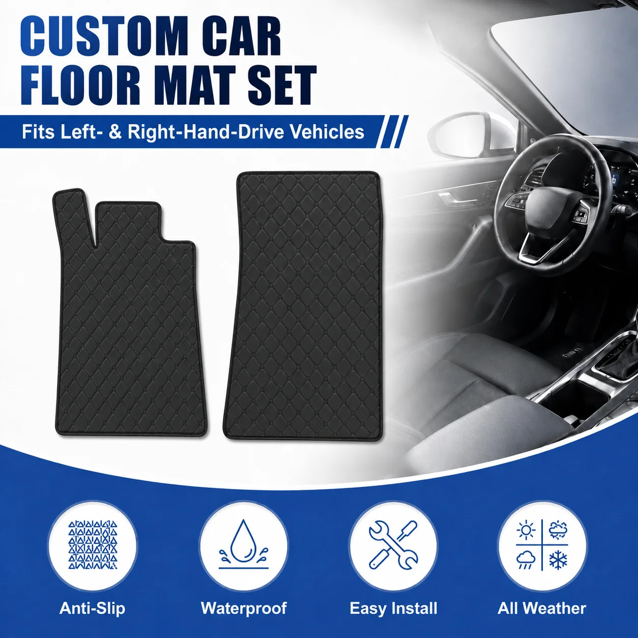 Customized Car Floor Mats for Mercedes-Benz SLK R172 Convertible 2011-2016 All-Weather Flat Floor Liners Car Auto Accessories