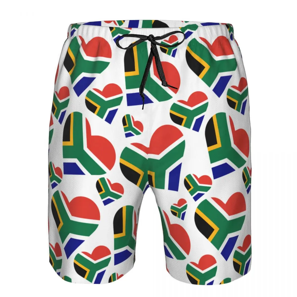 

Mens Swimwear Trunks Beach Board Shorts Swimsuits Mens Running Sports Surffing shorts South Africa Flag Heart Quick Dry