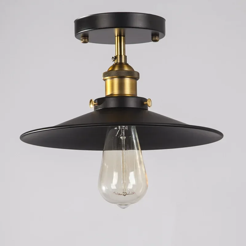 American restaurant aisle corridor porch retro industrial style bar balcony single head small black skirt ceiling lamp WF5111537