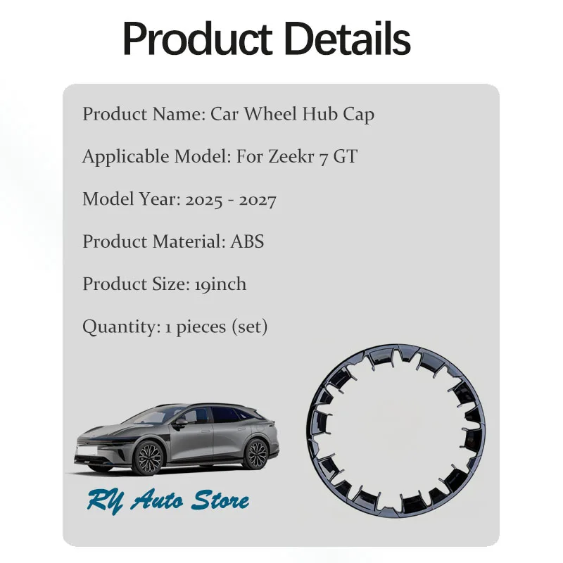 4PCS Car Wheel Hub Cap For Zeekr 7 GT CC1E  2025 2026 2027 19inch Pad Decorative Wheels Tire Modification Cover Part Accessories