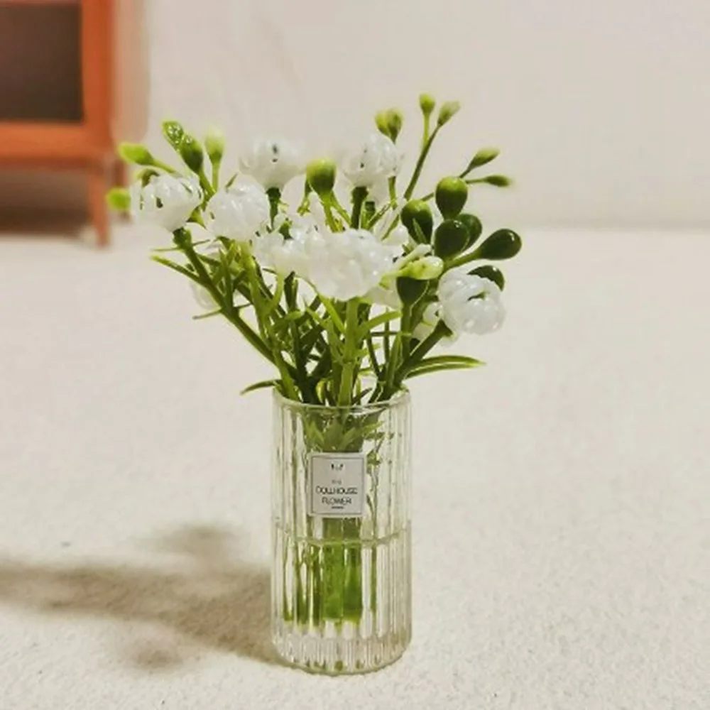 

New 1:12 Dollhouse Miniature Table Flowers 4 Styles Mini Greenery Bonsai Model Bouquet Potted Plants Home Decor